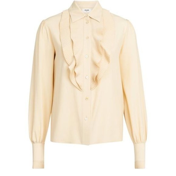 CELINE Vanilla Double Jabot Blouse EU:36 - Picture 1 of 12